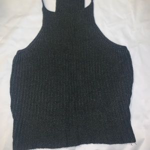 BRANDY MELVILLE KNITTED HALTER TOP BLACK GOOD COND